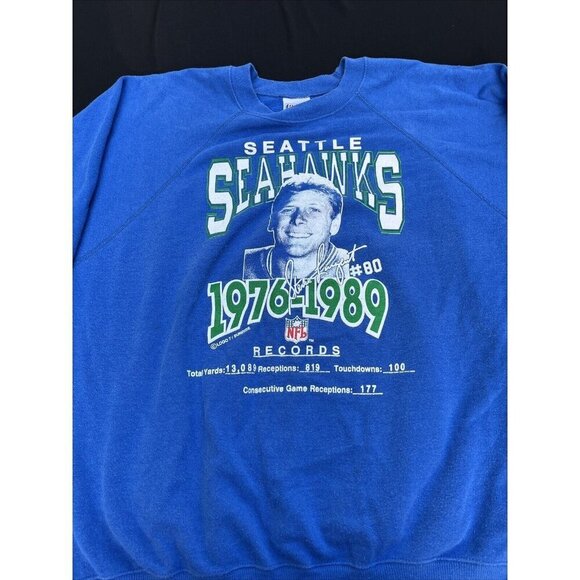 Vtg Seattle Seahawks Sweatshirt Steve Largent 80s Shirt Crew neck Mens XXL - Picture 2 of 10